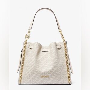 Mina Large Signature Logo Chain Shoulder Bag